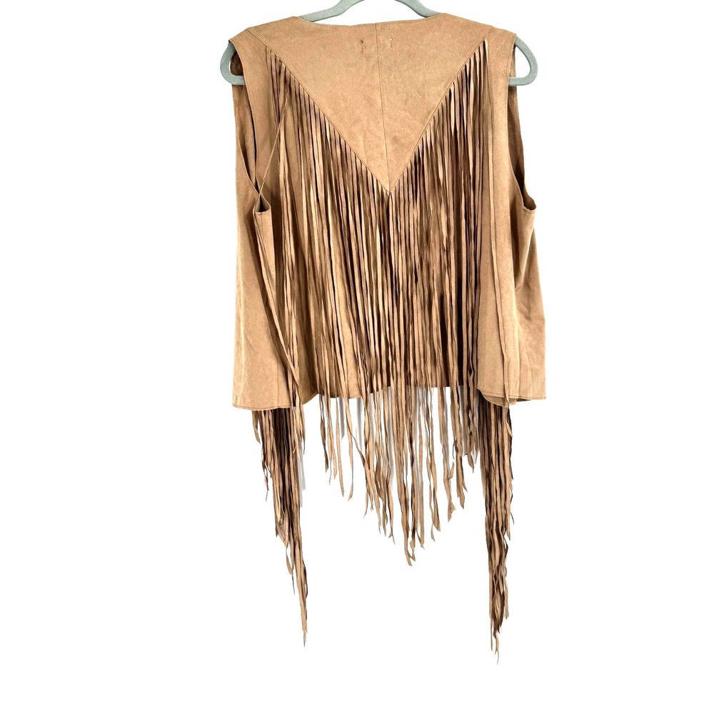 Adore Faux Suede Fringe Western Vest Women's XL Tan Festival Cowgirl Boho Hippie
